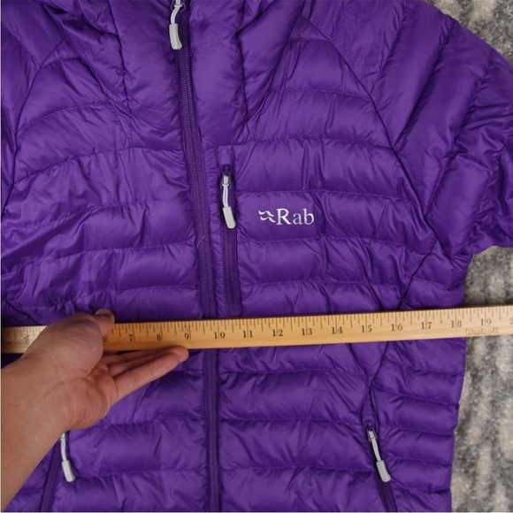 RAB NIKWAX Microlight Down Puffer Alpine Hooded Jacket Coat Size M Purple - Picture 13 of 14